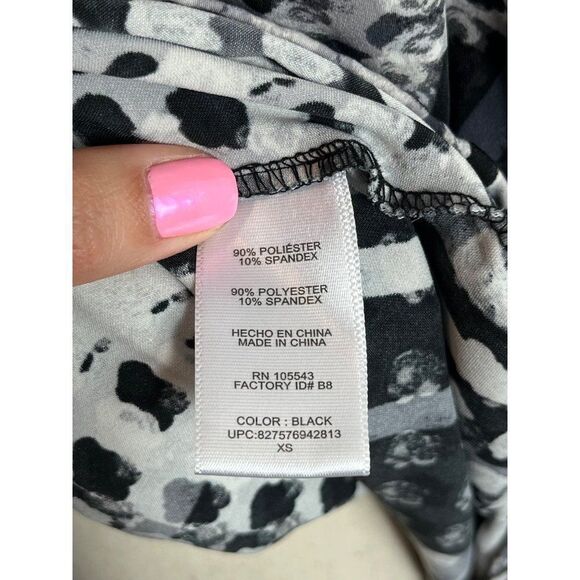 THAKOON for Design Nation Geometric Print Long Sleeve Shift Dress Gray Black - Picture 11 of 13